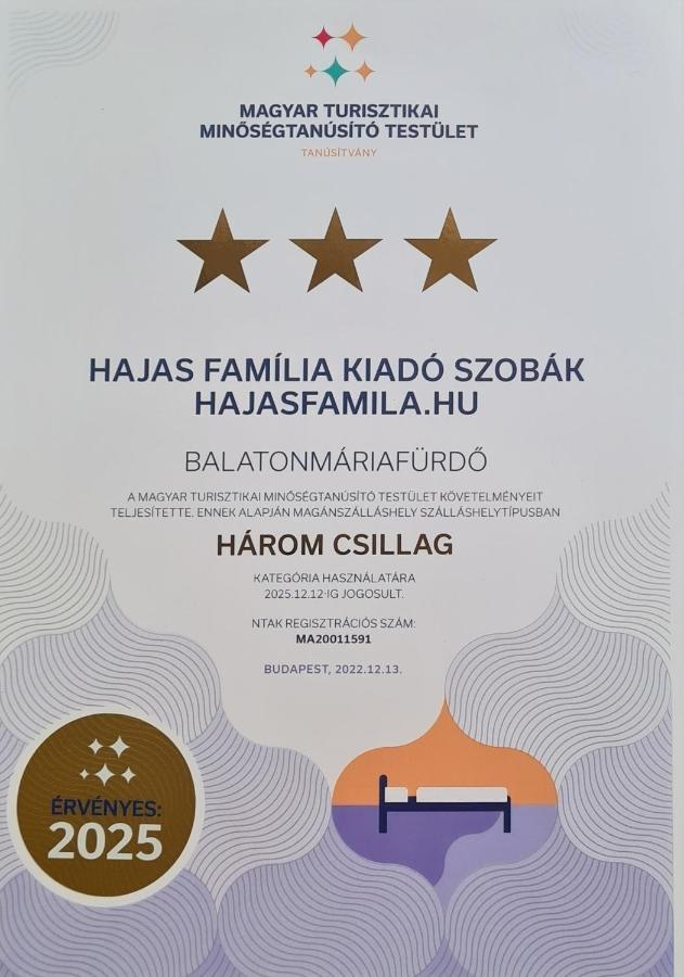 Hajas Familia Kiado Szobak Balatonmariafurdo Bagian luar foto